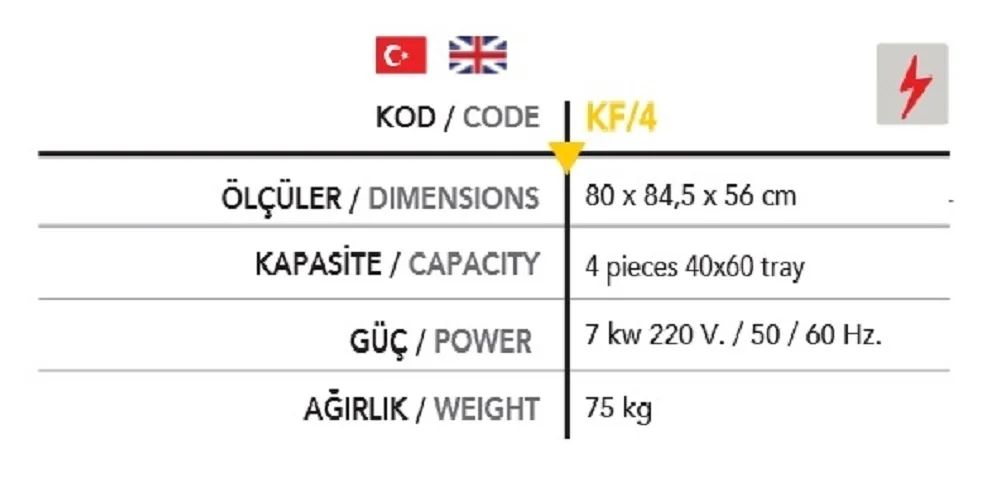 4 Tepsili 40*60 Fırın KF 4