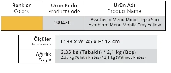 Termobox Tepsi, Menü Mobil, Sarı - 100436