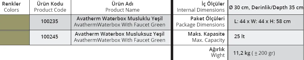 Waterbox, Musluksuz Model - 25 Lt. Yeşil - 100245