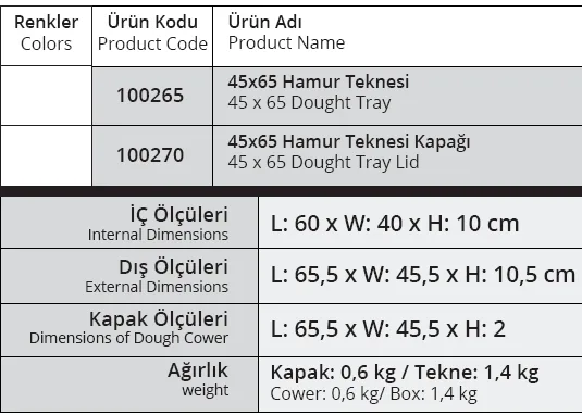 Hamur Teknesi - Kapaksız, Beyaz - 40*60 - 100265