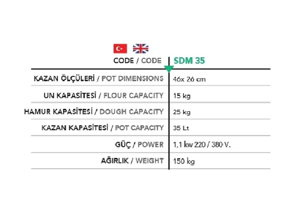 Spiral Mikser 25 Kg. Hamur Kapasiteli - SDM 35