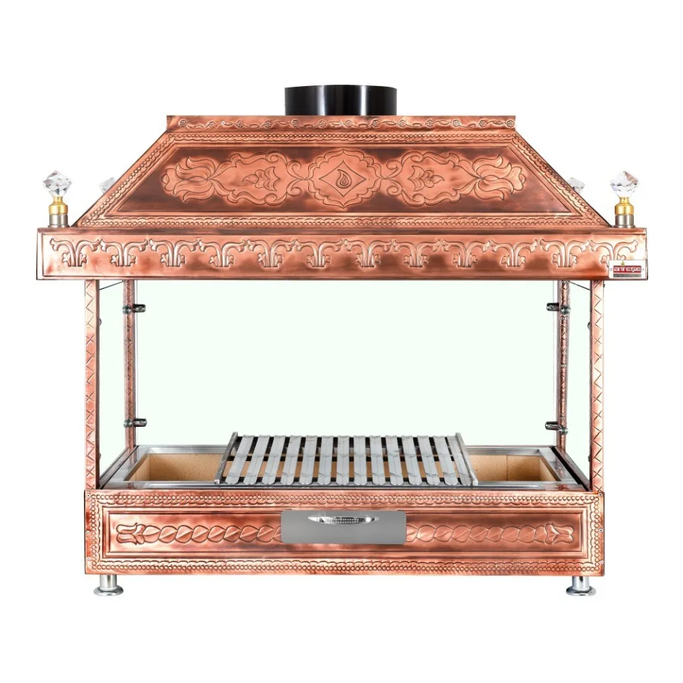 ATEŞE- Kömürlü Izgara Açık Tip - 190 Cm. Bakır Kaplamalı - AZ-200