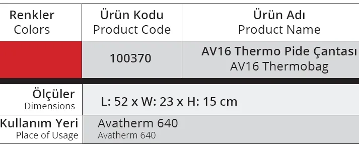 Servis Pide Çantası, 640 Model için - AV16 - 100370