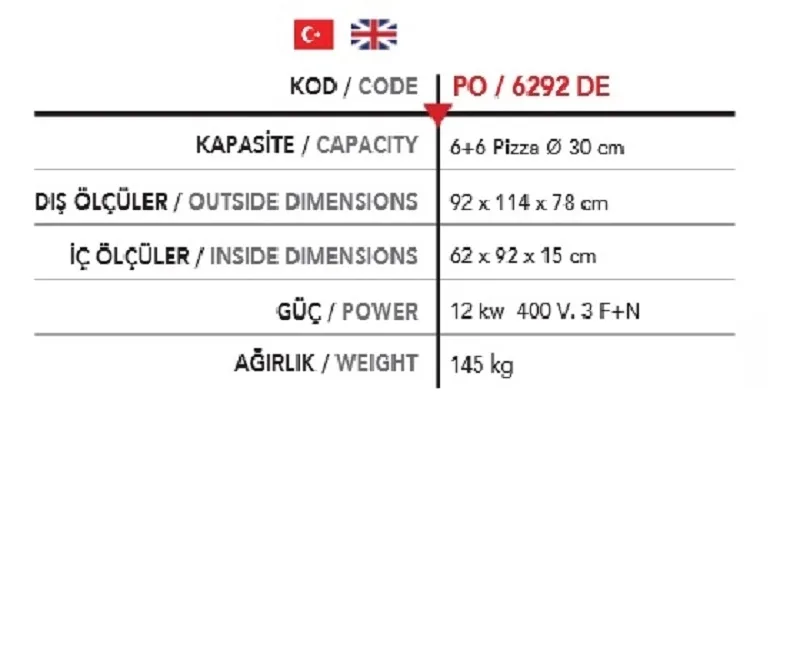 2 Katlı Pizza Fırını, 2*( Ø 30*6 ad.) - P0 6292 DE