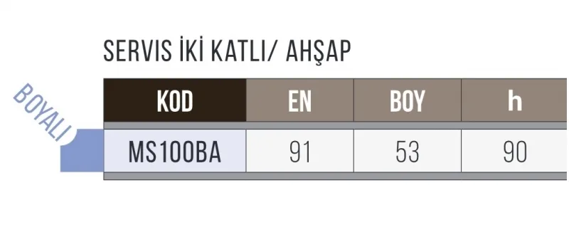 Servis Arabası 2 Katlı , Ahşap, Boyalı - MS100BA