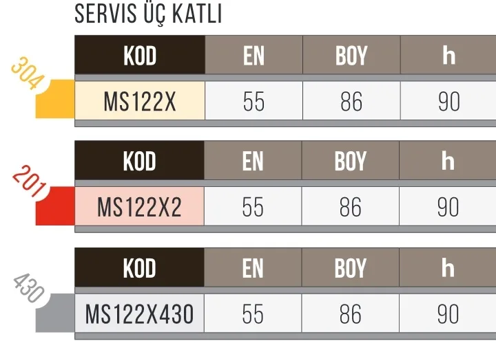 Servis Arabası 3 Katlı , 304K. - MS122X