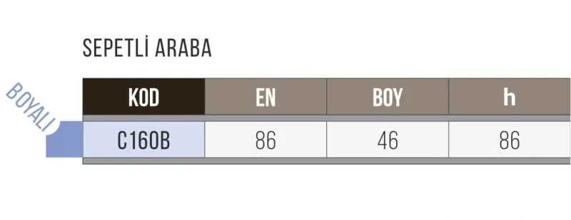 Çamaşır Toplama Arabası - Sepetli - Boyalı - C160B