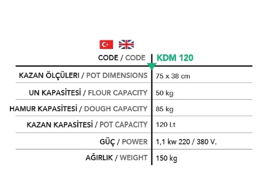 Klasik Hamur Yoğurma Makinası - KDM 120